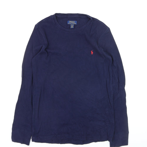 Ralph Lauren Men's Blue Long Sleeve Cotton Knit Top M