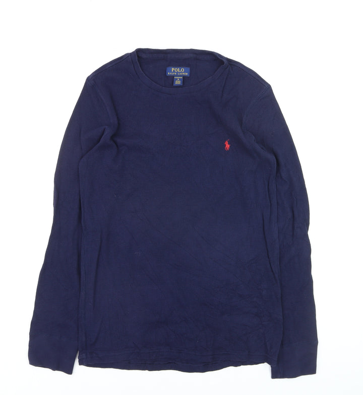Ralph Lauren Men's Blue Long Sleeve Cotton Knit Top M