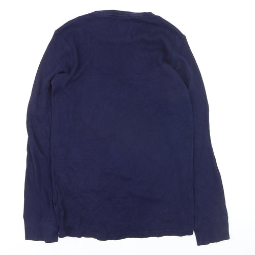 Ralph Lauren Men's Blue Long Sleeve Cotton Knit Top M