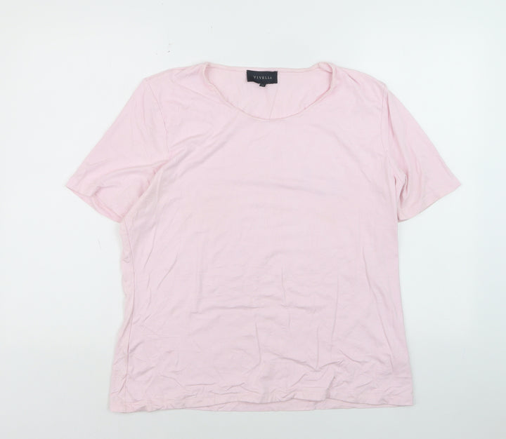 Viyella Women Pink XL Basic Short Sleeve Scoop Neck T-Shirt