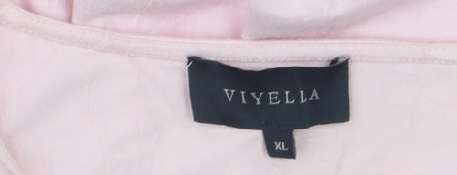 Viyella Women Pink XL Basic Short Sleeve Scoop Neck T-Shirt