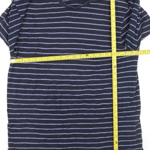 French Connection Men's Blue Striped Long Sleeve Cotton Top Size L
