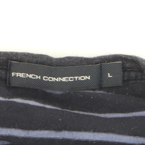 French Connection Men's Blue Striped Long Sleeve Cotton Top Size L