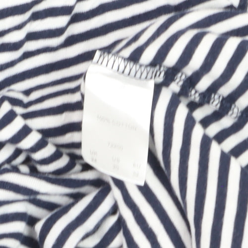 Cotton Traders Men's Blue Striped V-Neck Short Sleeve T-Shirt 2XL