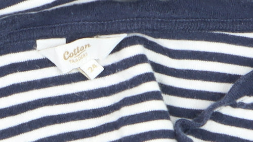 Cotton Traders Men's Blue Striped V-Neck Short Sleeve T-Shirt 2XL