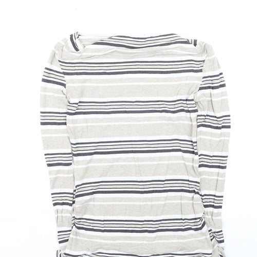 Mint Velvet Womens Beige Striped Long Sleeve Boat Neck Top Size 10