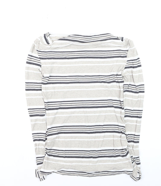 Mint Velvet Womens Beige Striped Long Sleeve Boat Neck Top Size 10