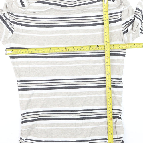 Mint Velvet Womens Beige Striped Long Sleeve Boat Neck Top Size 10
