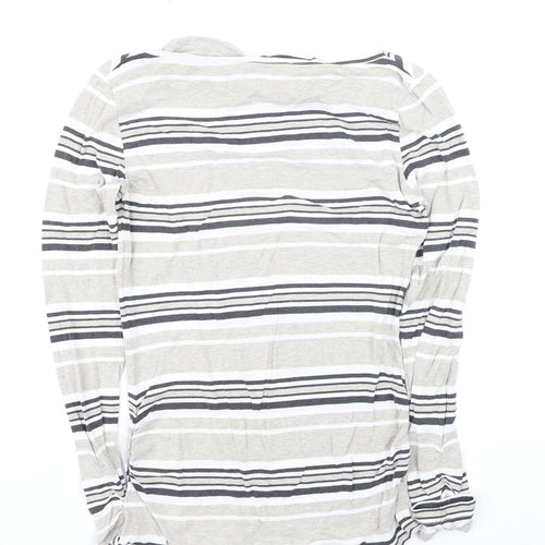 Mint Velvet Womens Beige Striped Long Sleeve Boat Neck Top Size 10