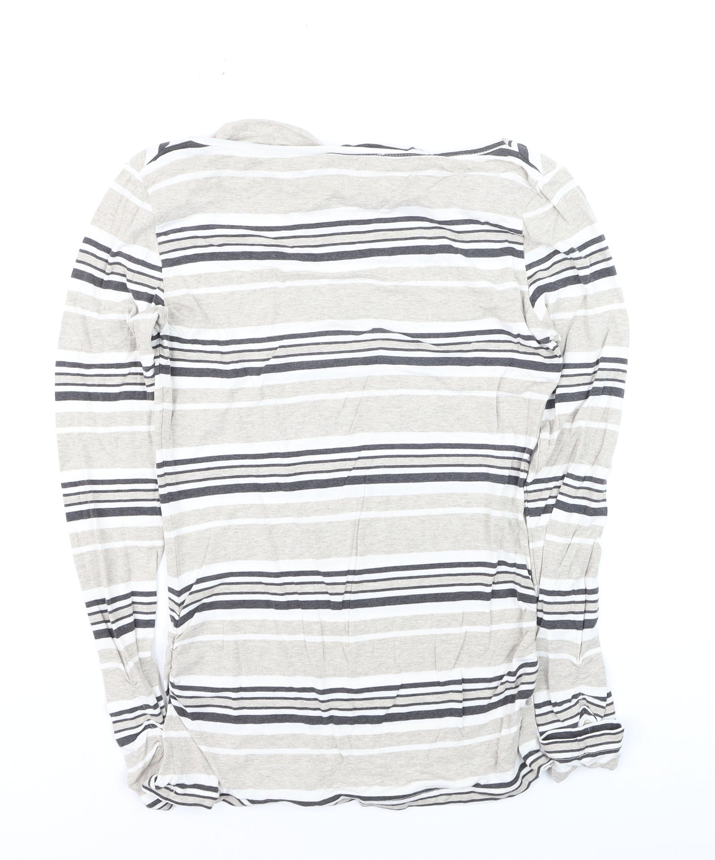 Mint Velvet Womens Beige Striped Long Sleeve Boat Neck Top Size 10