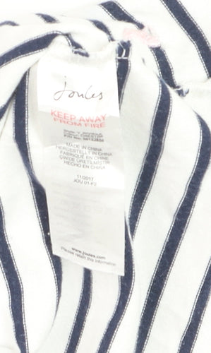 Joules Women White Navy Striped Cotton T-Shirt Dress Size 12