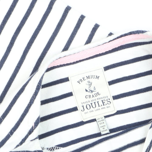 Joules Women White Navy Striped Cotton T-Shirt Dress Size 12