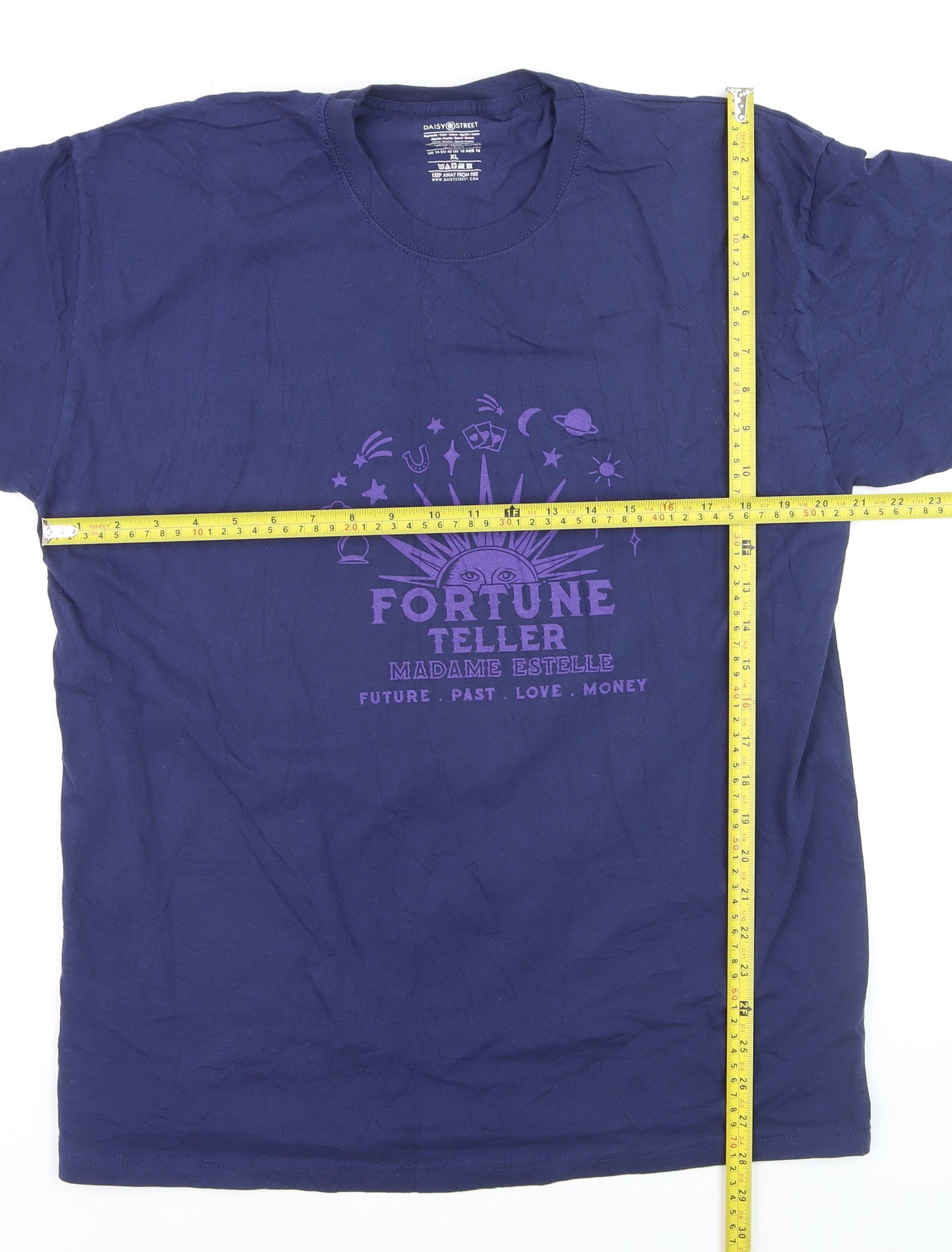 Daisy Street Men's Navy Blue Fortune Teller Graphic T-Shirt XL Cotton