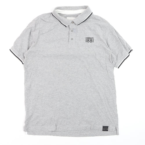 Cerruti 1881 Men's Grey Regular Fit Cotton Polo Shirt L