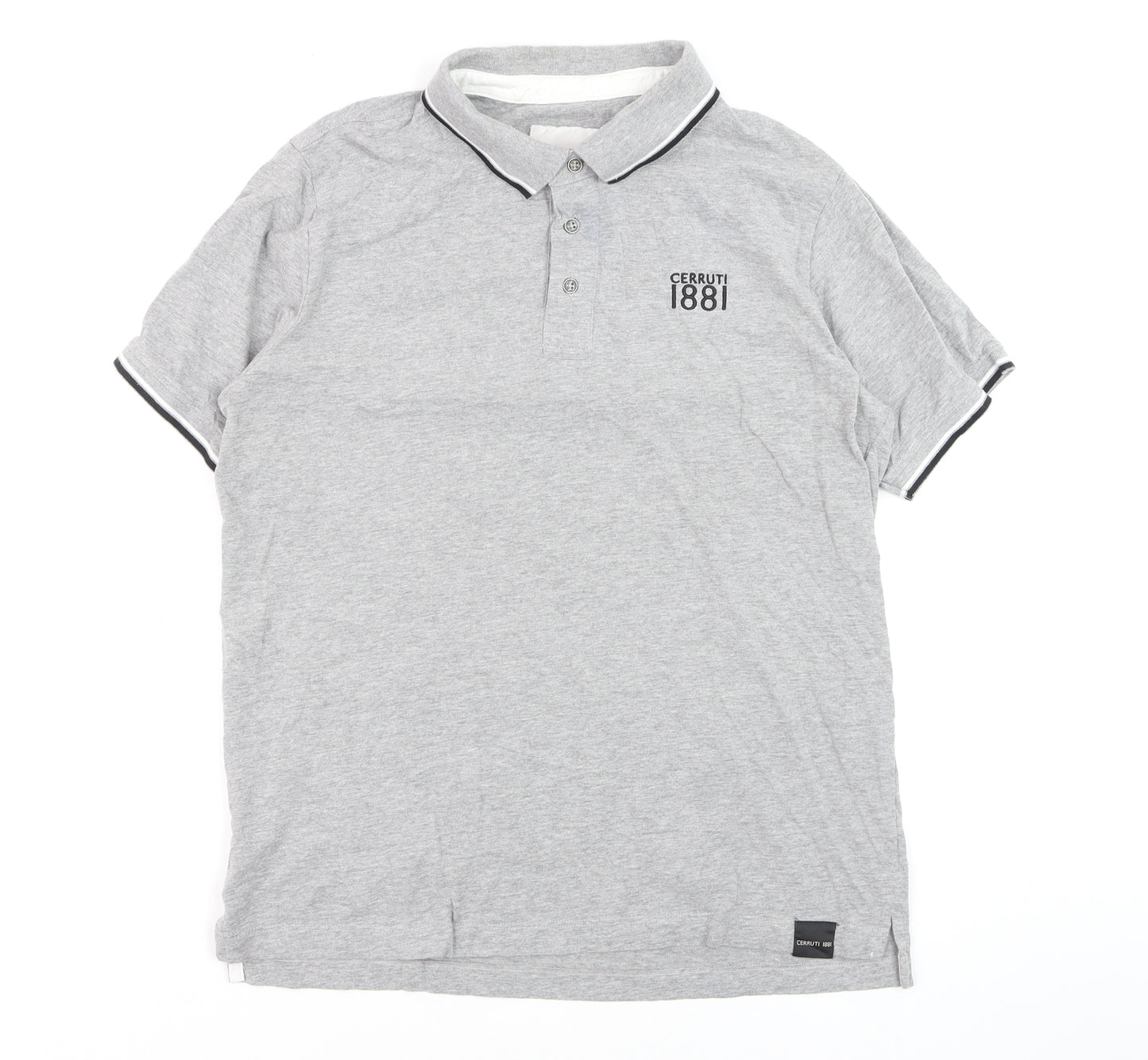Cerruti 1881 Men's Grey Regular Fit Cotton Polo Shirt L