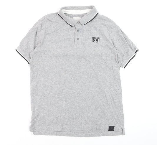 Cerruti 1881 Men's Grey Regular Fit Cotton Polo Shirt L