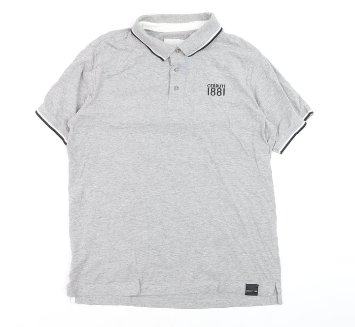 Cerruti 1881 Men's Grey Regular Fit Cotton Polo Shirt L