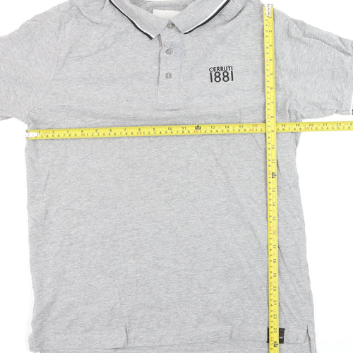 Cerruti 1881 Men's Grey Regular Fit Cotton Polo Shirt L