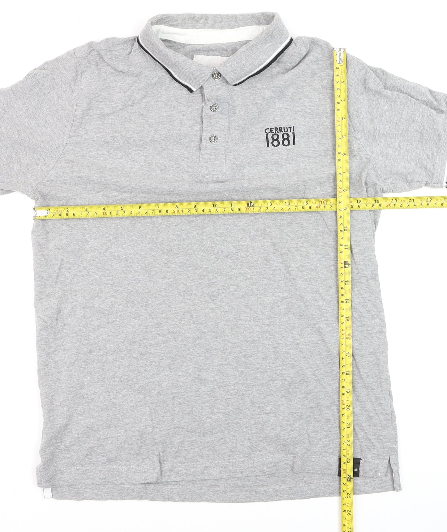 Cerruti 1881 Men's Grey Regular Fit Cotton Polo Shirt L