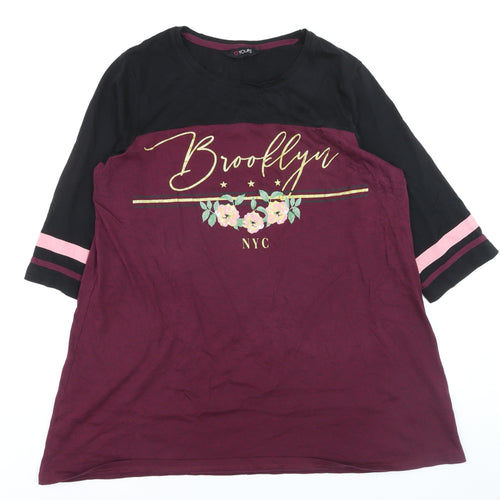 Yours Womens Multicoloured Size 18 3/4 Sleeve Brooklyn Print T-Shirt