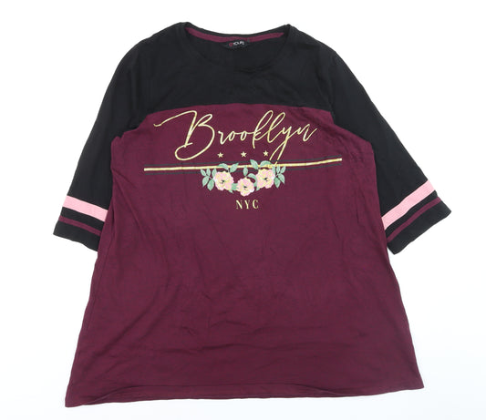 Yours Womens Multicoloured Size 18 3/4 Sleeve Brooklyn Print T-Shirt
