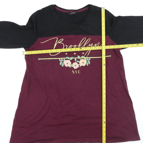 Yours Womens Multicoloured Size 18 3/4 Sleeve Brooklyn Print T-Shirt