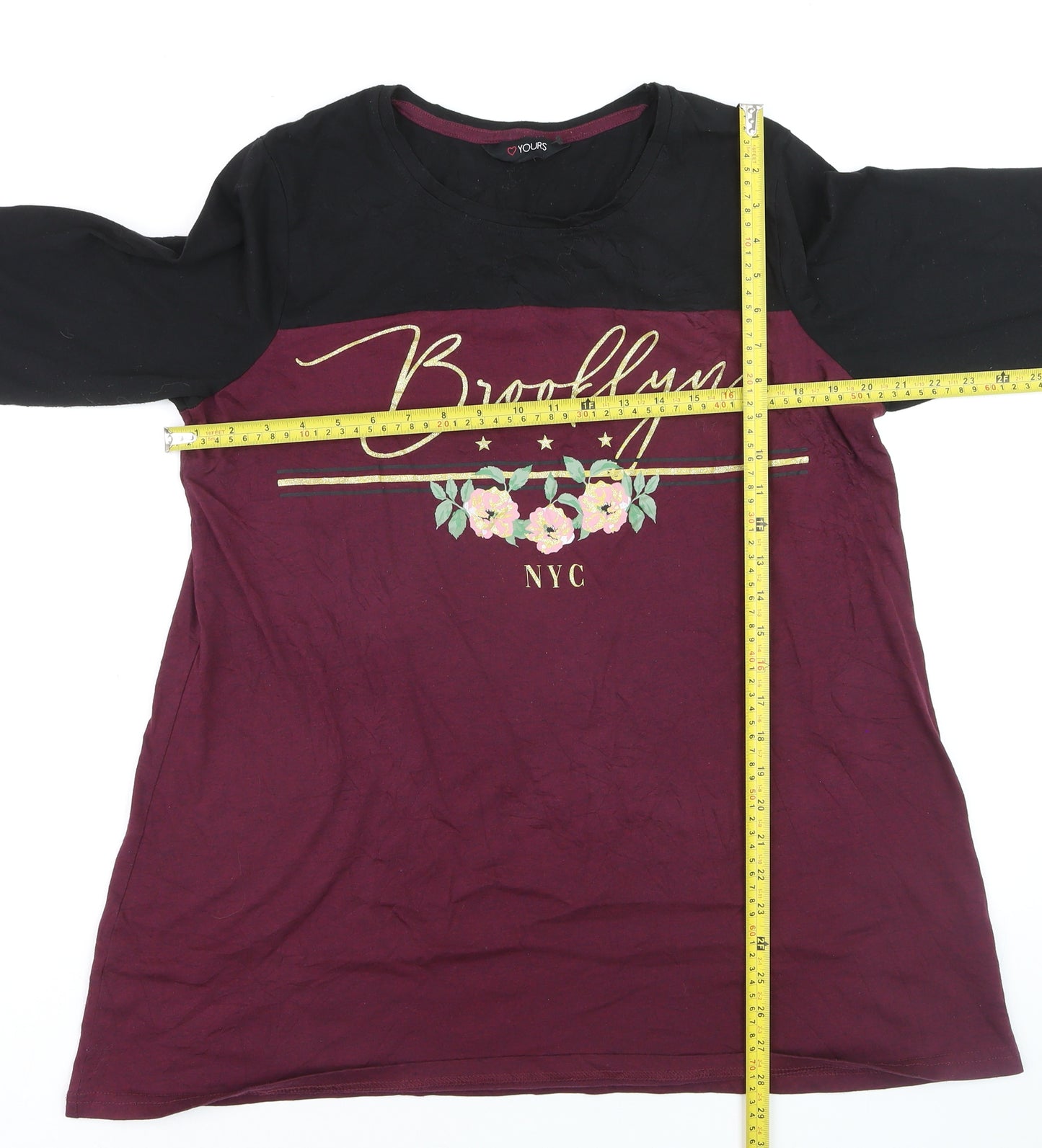 Yours Womens Multicoloured Size 18 3/4 Sleeve Brooklyn Print T-Shirt