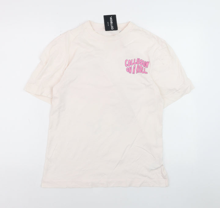 Collusion Women’s Ivory Graphic Print Cotton T-Shirt XS