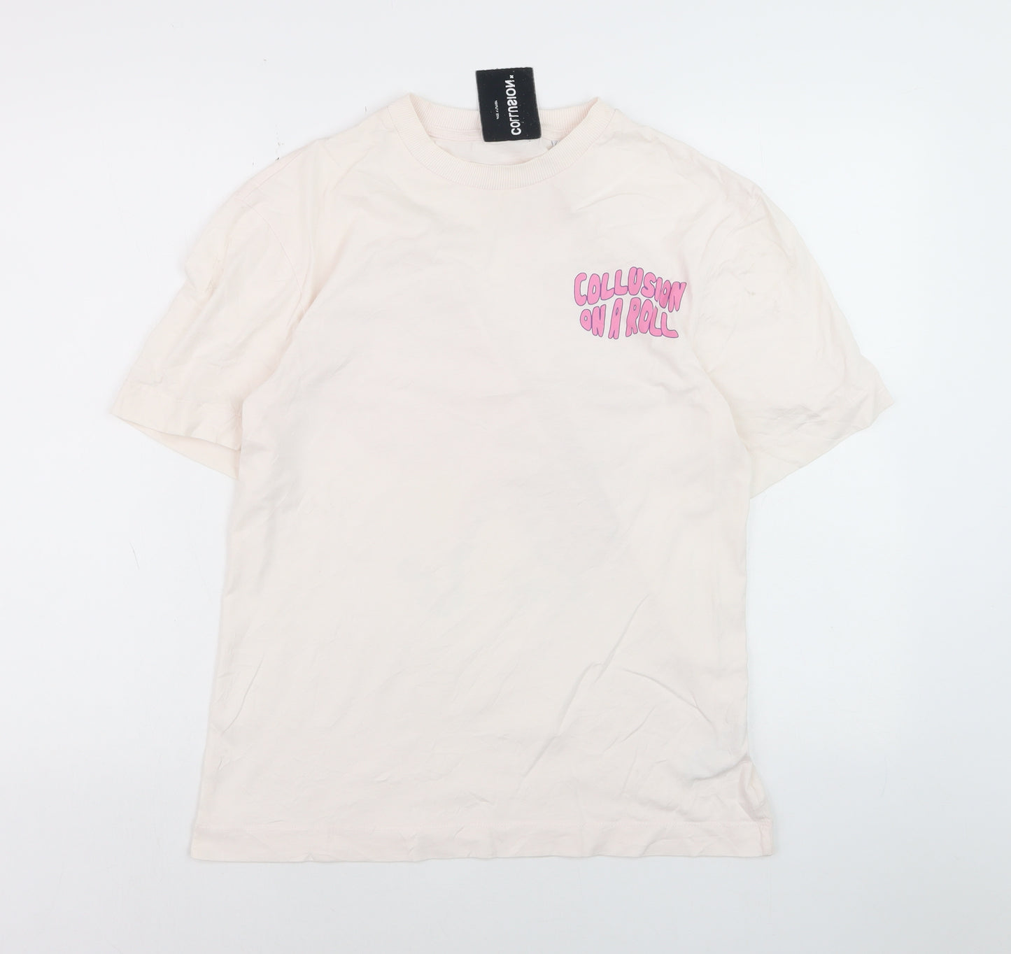 Collusion Women’s Ivory Graphic Print Cotton T-Shirt XS