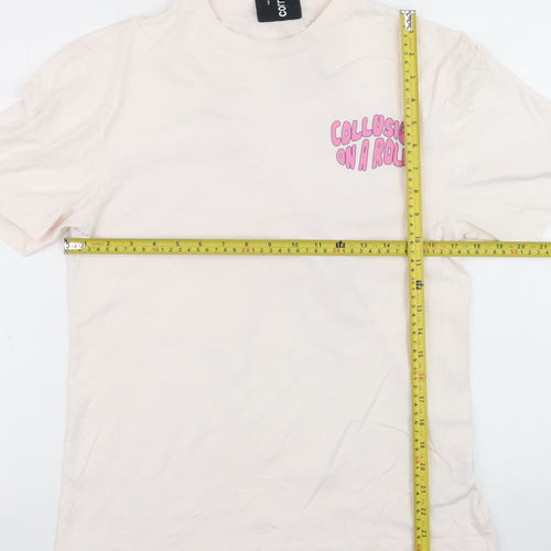 Collusion Women’s Ivory Graphic Print Cotton T-Shirt XS