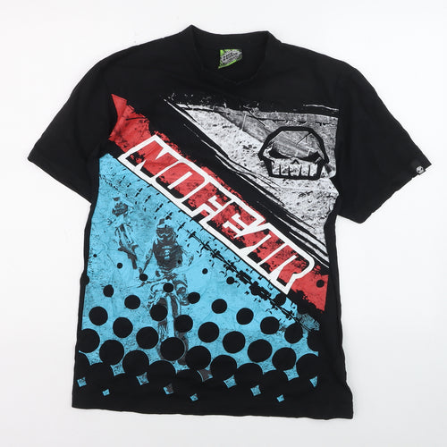 No Fear Men's Black Graphic Skull Motocross T-Shirt Size L