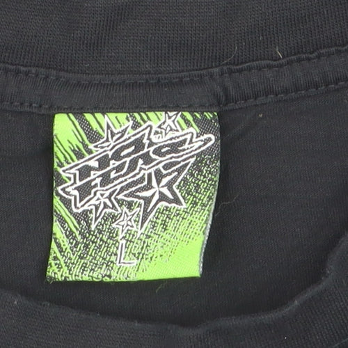 No Fear Men's Black Graphic Skull Motocross T-Shirt Size L