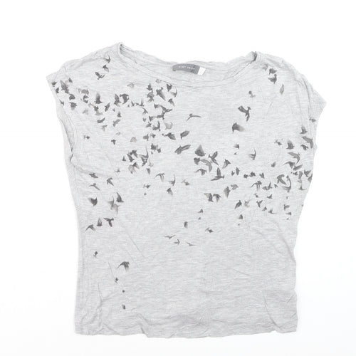 Mint Velvet Women's Grey Bird Print Viscose T-Shirt Size 10