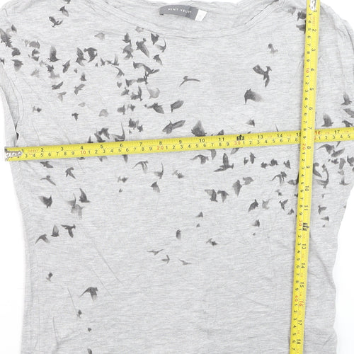 Mint Velvet Women's Grey Bird Print Viscose T-Shirt Size 10