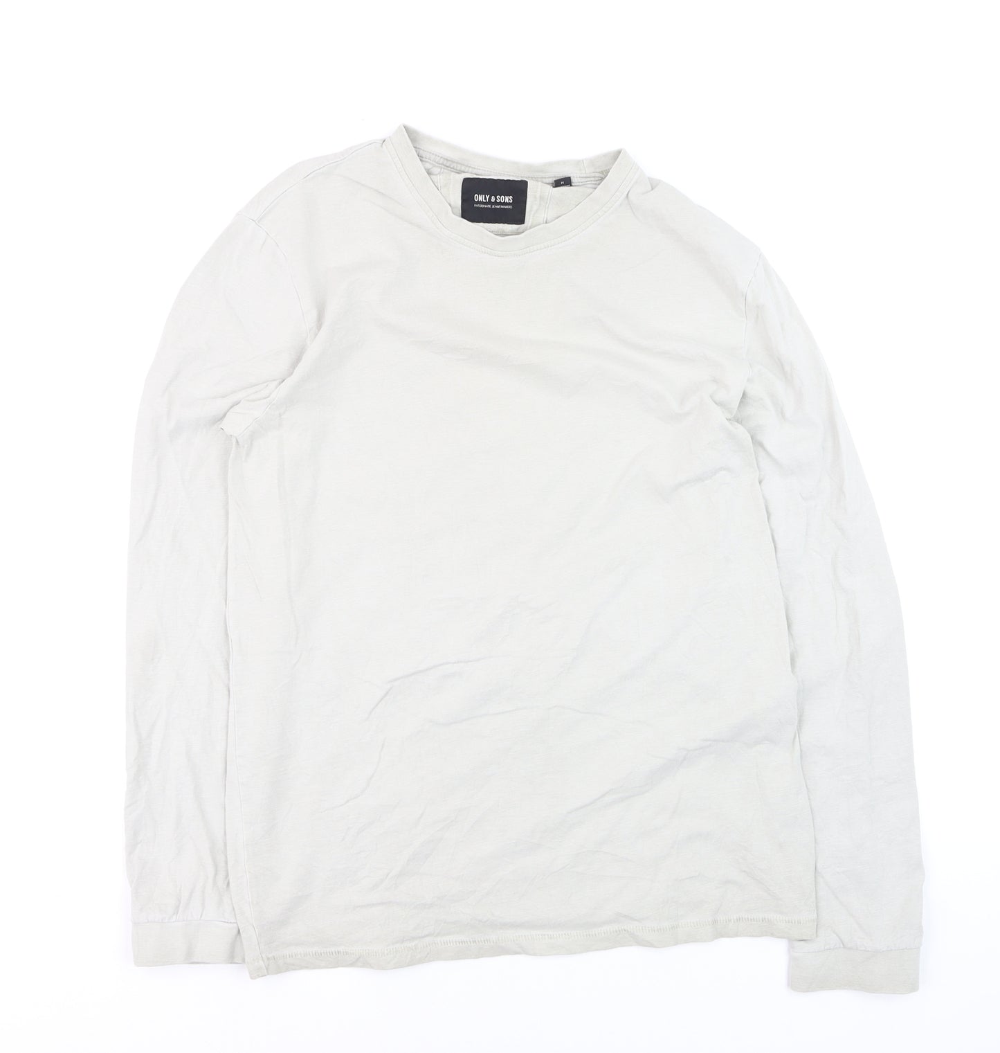 ONLY & SONS Men's Beige Cotton Long Sleeve Casual Top M