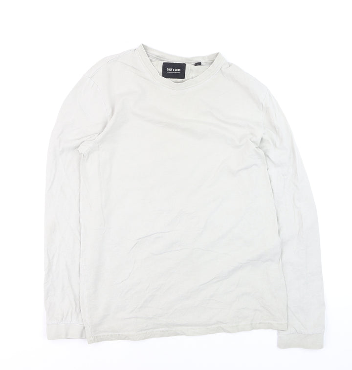 ONLY & SONS Men's Beige Cotton Long Sleeve Casual Top M