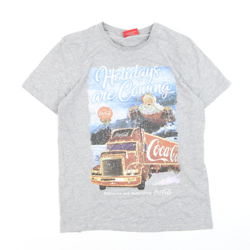 Primark Men’s Grey Coca-Cola Christmas Santa T-Shirt Size L