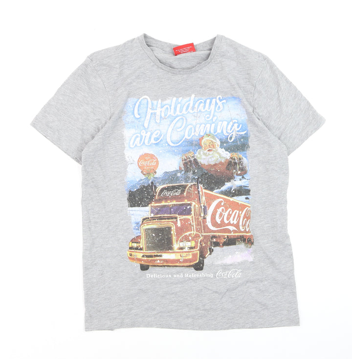 Primark Men’s Grey Coca-Cola Christmas Santa T-Shirt Size L