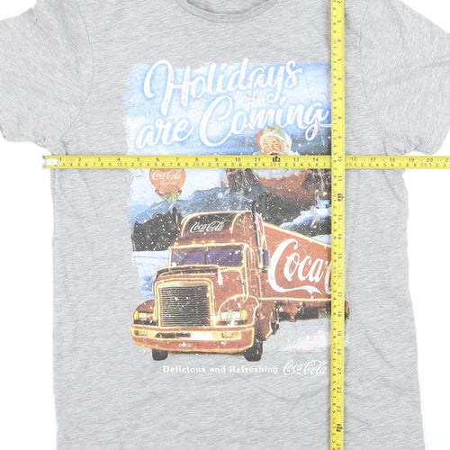 Primark Men’s Grey Coca-Cola Christmas Santa T-Shirt Size L
