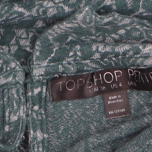 Topshop Petite Women’s Green Floral Collared Sleeveless Blouse UK 8