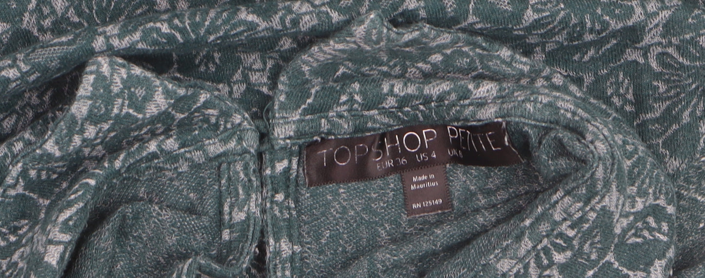 Topshop Petite Women’s Green Floral Collared Sleeveless Blouse UK 8