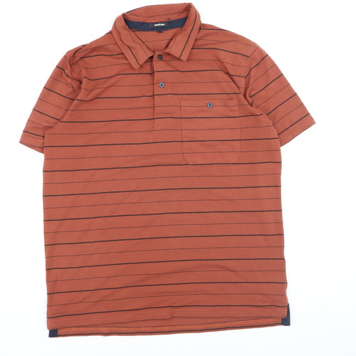 Rohan Men’s Brown Striped Short Sleeve Polo Shirt M