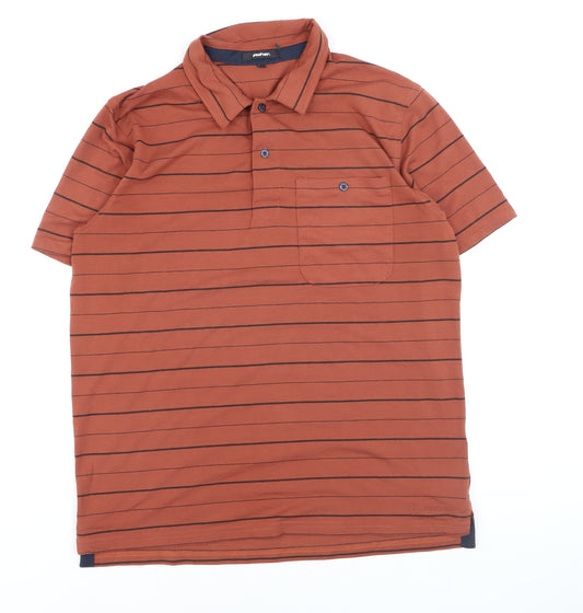 Rohan Men’s Brown Striped Short Sleeve Polo Shirt M