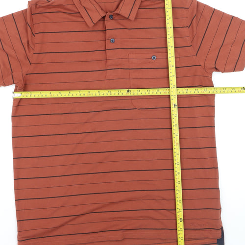 Rohan Men’s Brown Striped Short Sleeve Polo Shirt M