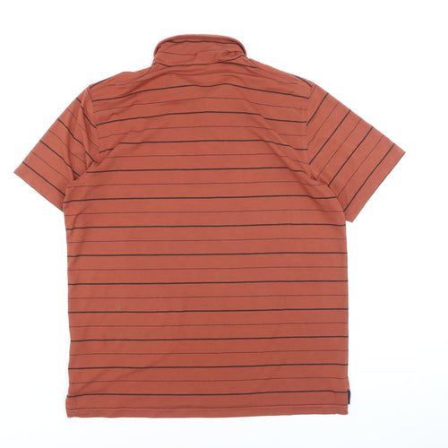 Rohan Men’s Brown Striped Short Sleeve Polo Shirt M