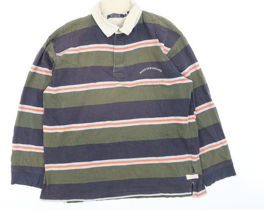 Maine New England Men's Multicoloured XL Striped Long Sleeve Polo Shirt