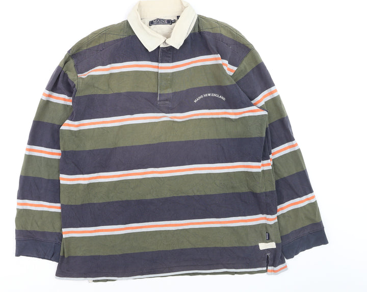 Maine New England Men's Multicoloured XL Striped Long Sleeve Polo Shirt