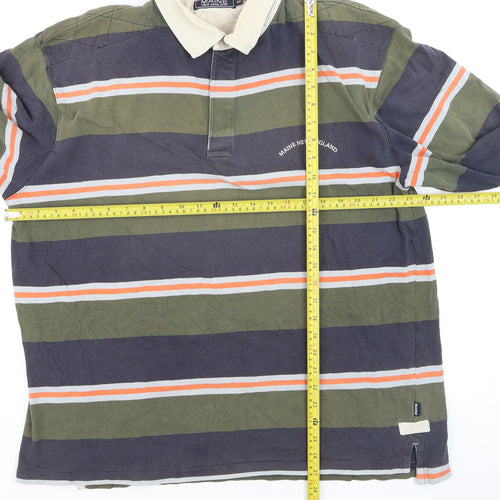 Maine New England Men's Multicoloured XL Striped Long Sleeve Polo Shirt