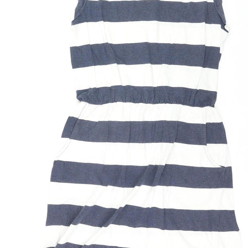 Boden Women’s Blue White Striped Sleeveless Shift Dress Size 10