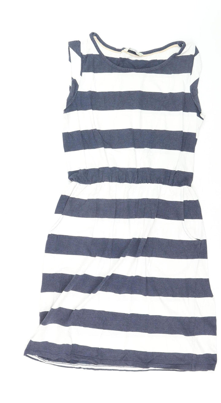 Boden Women’s Blue White Striped Sleeveless Shift Dress Size 10